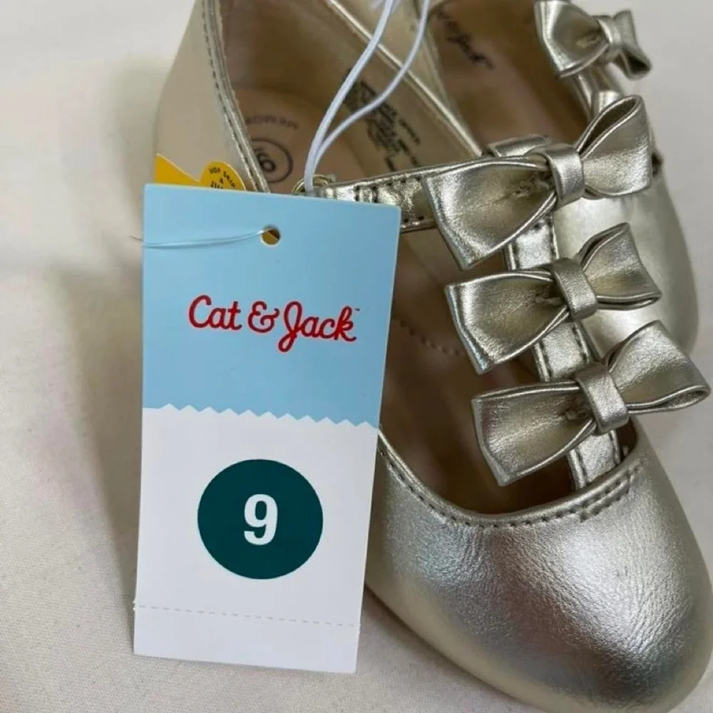 Cat & Jack silver metallic bow ballet flats